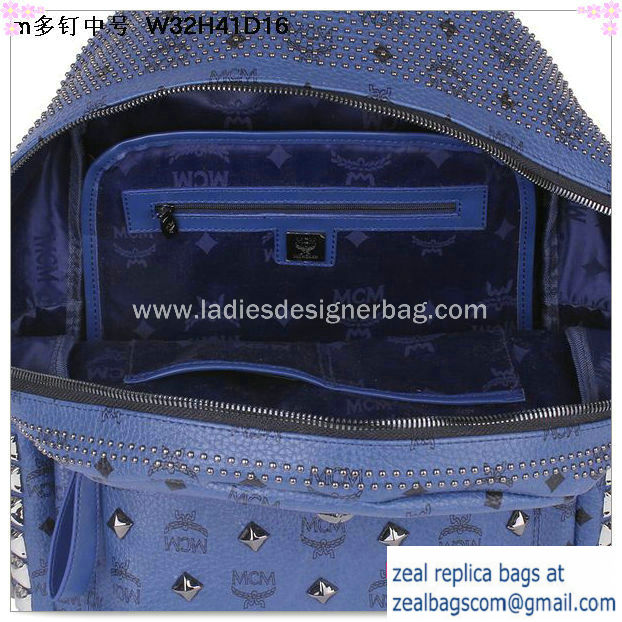 High Quality Replica Hot Sale MCM Medium Stark Front Studs Backpack MC4237 Royal - Click Image to Close